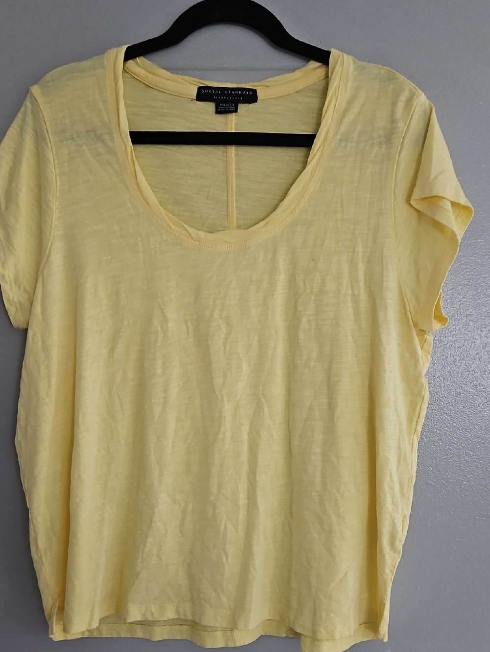 Social Standard Women's Pale Yellow Scoop Neck Tee